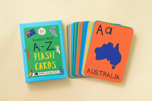 Load image into Gallery viewer, Delightfully illustrated A-Z Flash Cards for kids featuring Australian animals and Aussie icons
