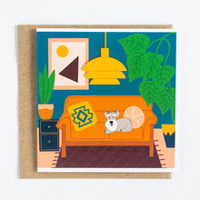 Load image into Gallery viewer, Interiors & Dogs - Schnauzer Dog on Sofa