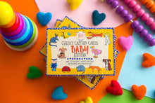 Load image into Gallery viewer, baby milestone cards with a difference fun colourful and perfect for a pregnant friend with a sense of humour