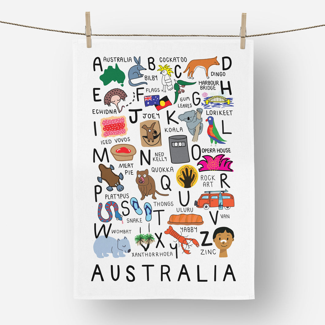 A-Z Australia Tea Towel