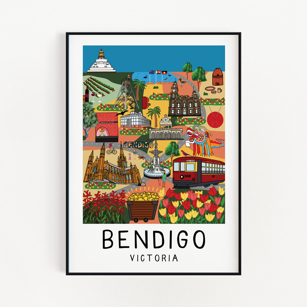 Bendigo - Country Victoria Towns Art Series - Wall Art Print