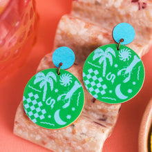 Load image into Gallery viewer, Med Vibes Only - Dangle Earrings - Aqua &amp; Green

