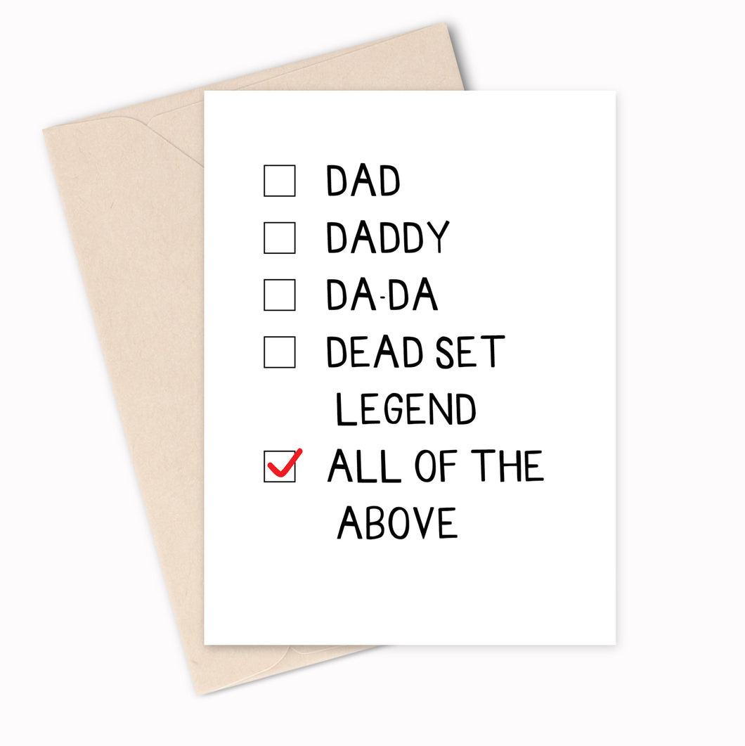 Dead Set Legend - Happy Father's Day Card