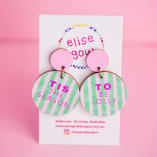 Load image into Gallery viewer, Tis the Season - Green Stripe - Handmade Christmas Earrings
