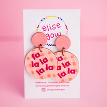 Load image into Gallery viewer, Fa La La La La - Peach Gingham - Handmade Christmas Earrings
