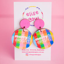 Load image into Gallery viewer, Merry &amp; Bright -  Pink Multi - Handmade Christmas Earrings
