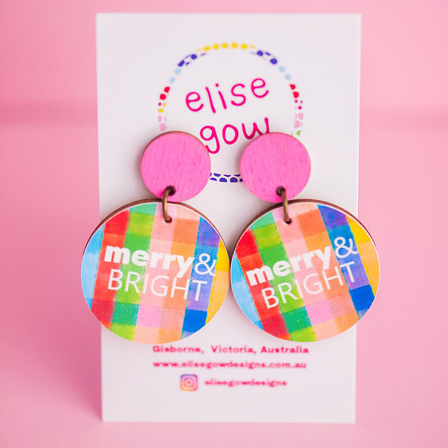 Merry & Bright -  Pink Multi - Handmade Christmas Earrings