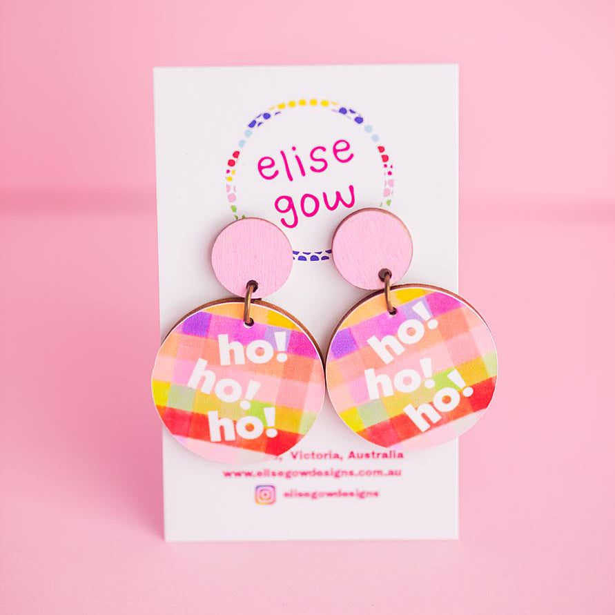 Ho Ho Ho - Light Pink Multi - Handmade Christmas Earrings