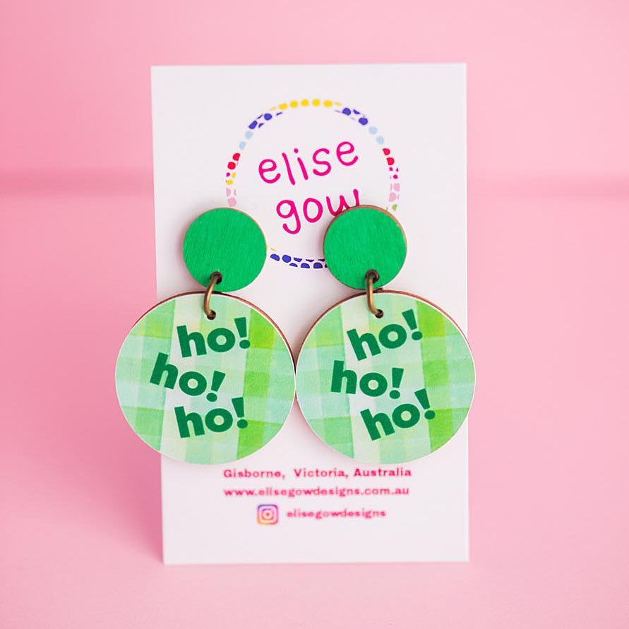Ho Ho Ho - Green - Handmade Christmas Earrings