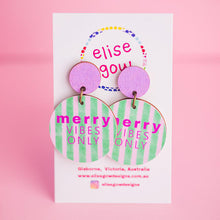 Load image into Gallery viewer, Merry Vibes Only - Green Stripe - Handmade Christmas Earrings
