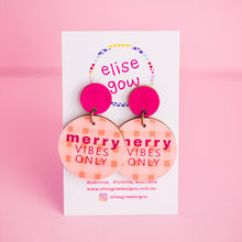 Load image into Gallery viewer, Merry Vibes Only - Peach Gingham - Handmade Christmas Earrings
