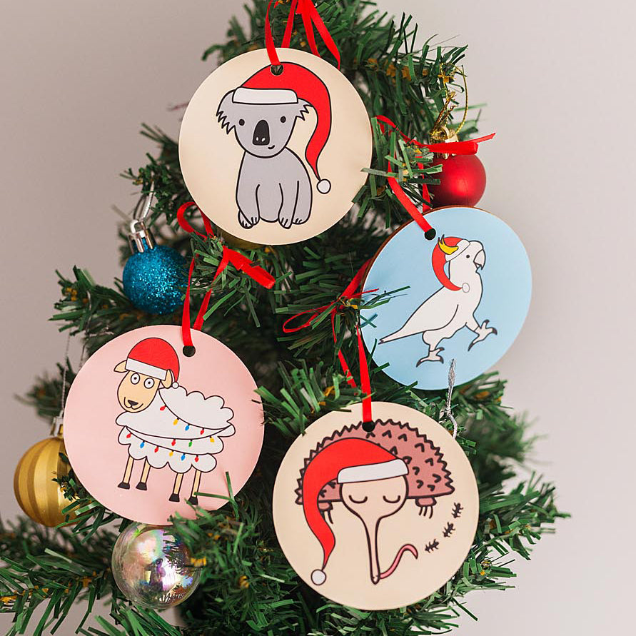Aussie Animals - Handmade Christmas Bauble Set x4