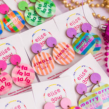 Load image into Gallery viewer, Jingle all the Way - Peach Stripe - Handmade Christmas Earrings
