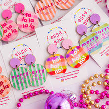 Load image into Gallery viewer, Ho Ho Ho - Light Pink Multi - Handmade Christmas Earrings

