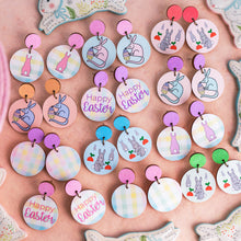 Load image into Gallery viewer, Bunny Cottontails - Pink - Handmade Easter Earrings
