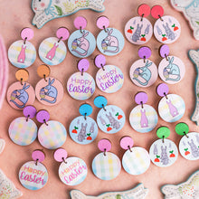 Load image into Gallery viewer, Easter Gingham - Soft Pastels with Pink - Handmade Easter Earrings
