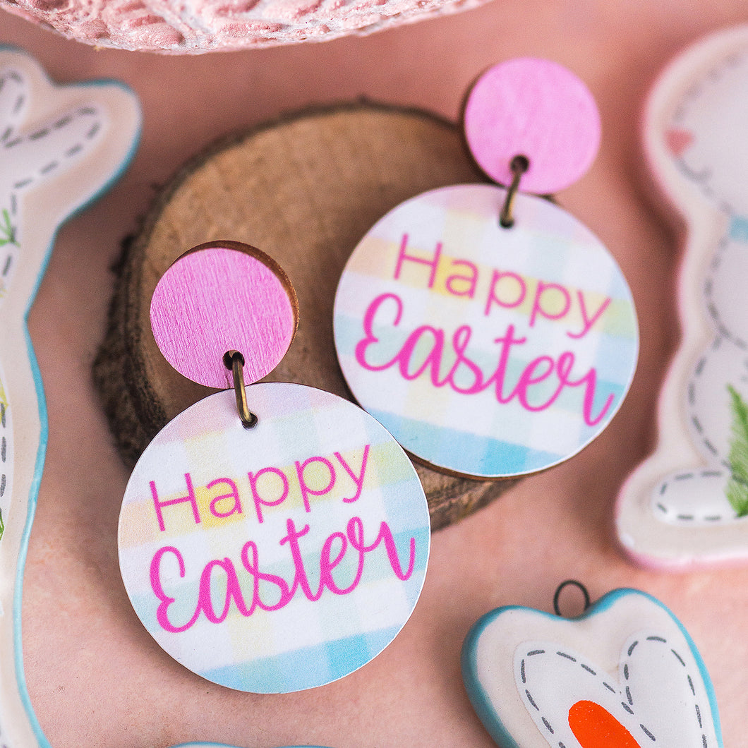 Happy Easter - Pink - Handmade Easter Earrings