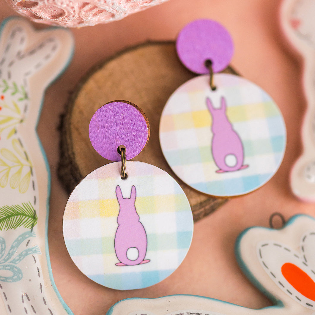 Bunny Cottontails - Lilac - Handmade Easter Earrings