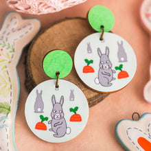 Load image into Gallery viewer, Cheeky Bunny - Green - Handmade Easter Earrings
