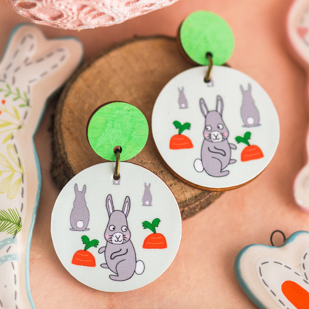 Cheeky Bunny - Green - Handmade Easter Earrings