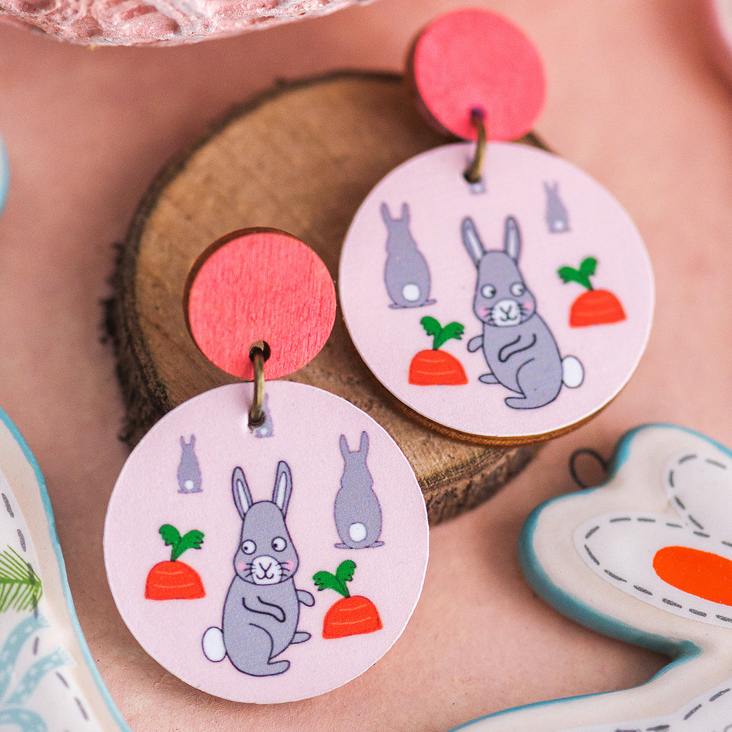 Cheeky Bunny - Pink - Handmade Easter Earrings