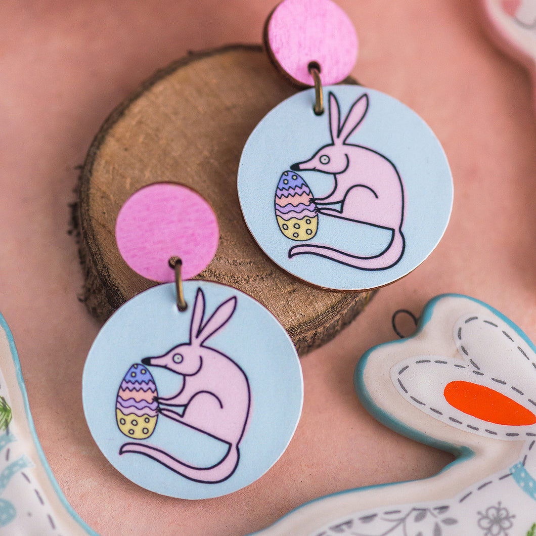 Easter Bilby - Pink & Blue - Handmade Easter Earrings