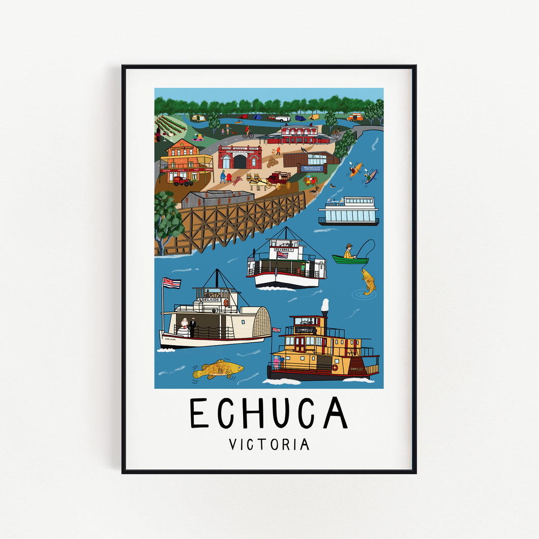 Echuca - Country Victoria Towns Art Series - Wall Art Print