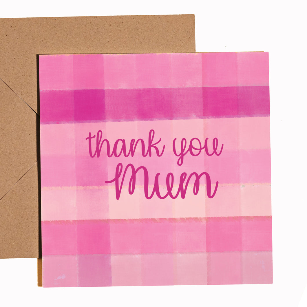Mother's Day Card - Gingham Pink