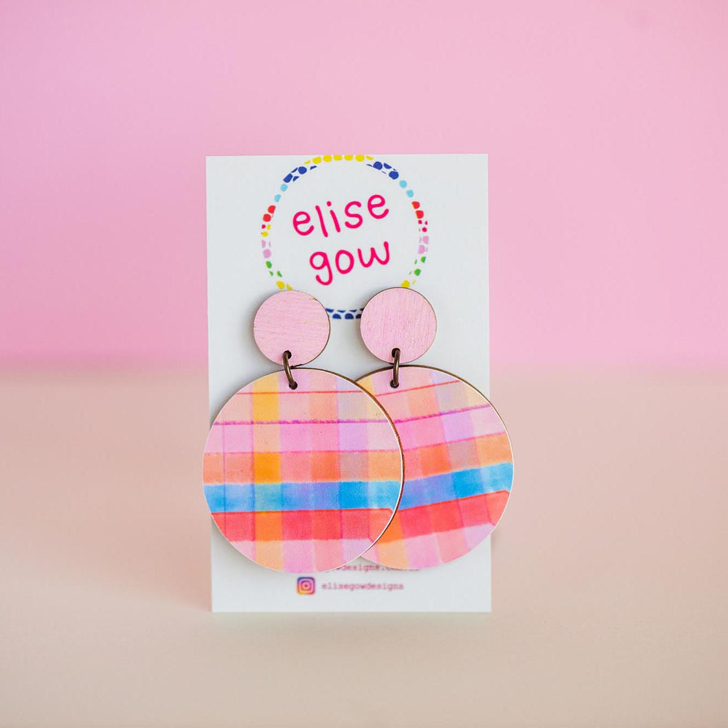 Go Gaga for Gingham - Handmade Earrings - Multi Light Pink