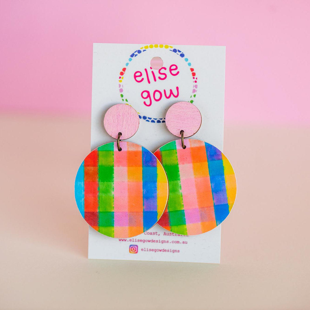 Go Gaga for Gingham - Handmade Earrings - Multi Light Pink