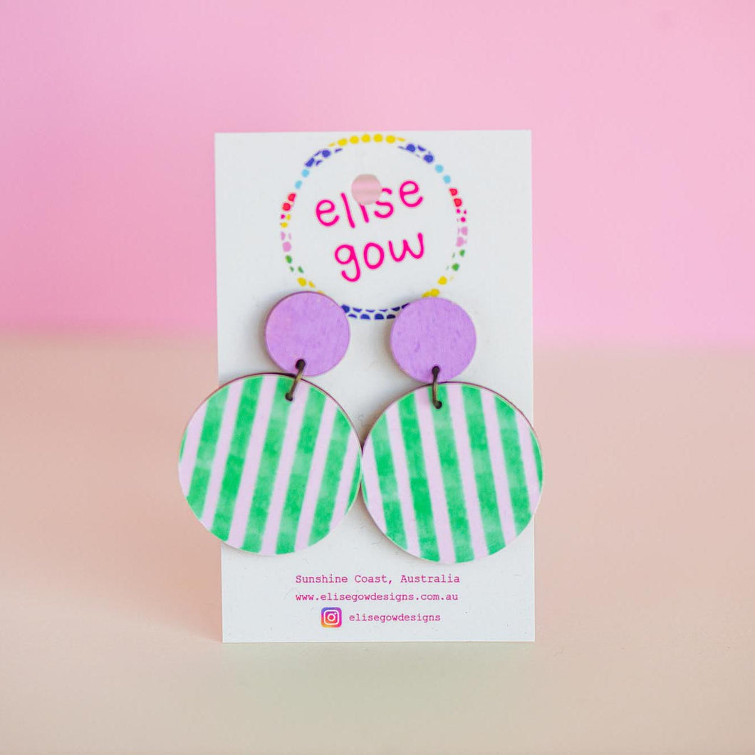Go Gaga for Gingham - Handmade Earrings - Lilac & Sea Green