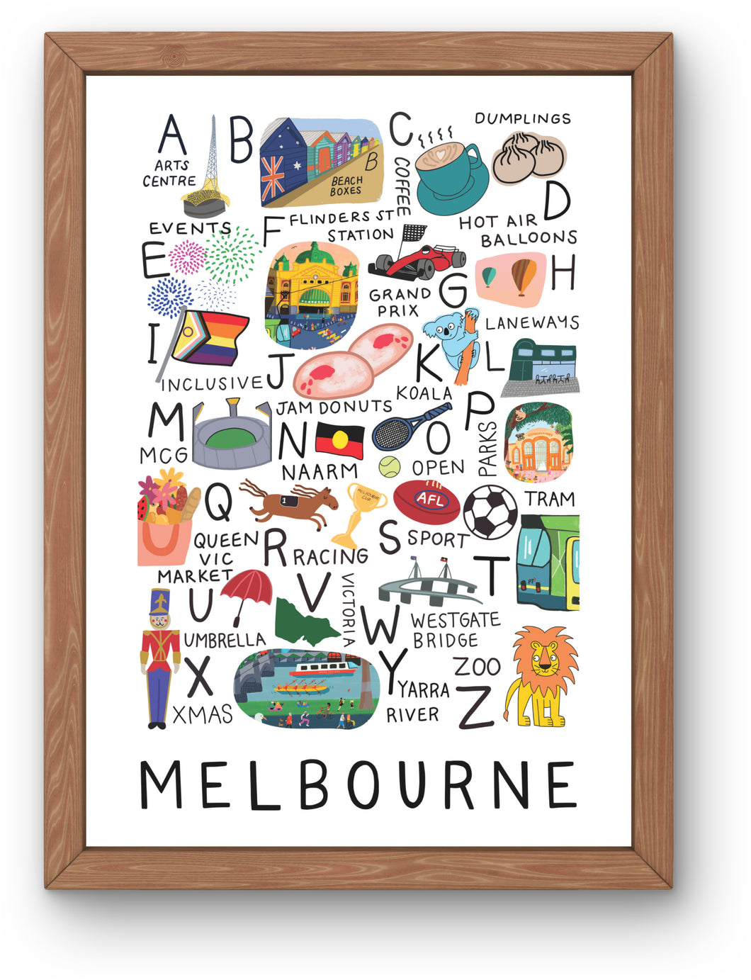 A-Z Melbourne Art Print Wall Art
