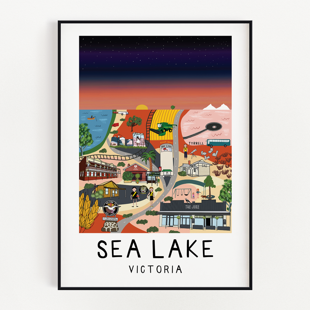 Sea Lake - Country Victoria Towns Art Series - Wall Art Print