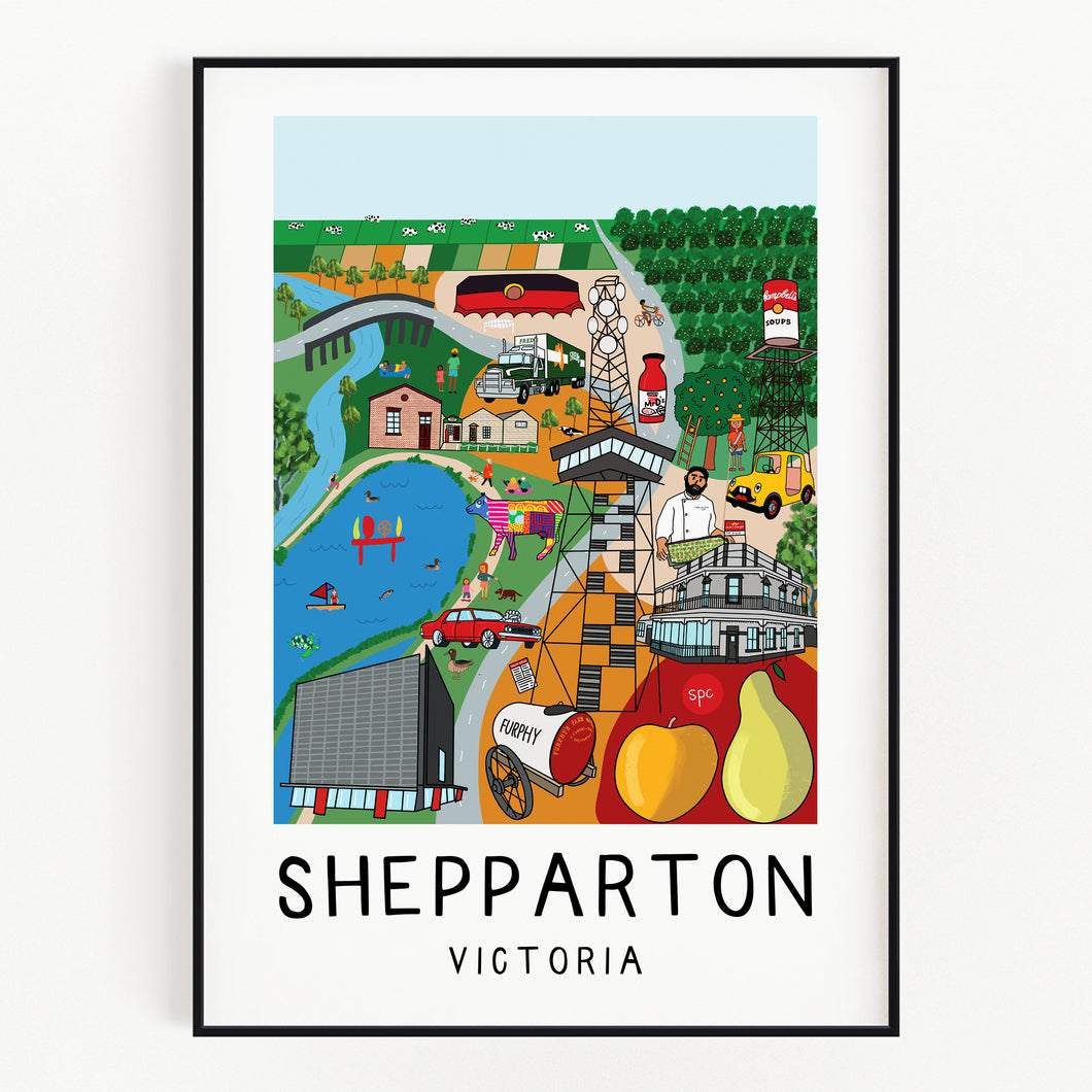 Shepparton - Country Victoria Towns Art Series - Wall Art Print