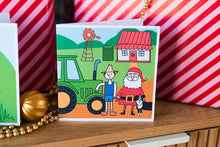 Load image into Gallery viewer, Christmas at Happy Farm - Greeting Card - Farmer &amp; Santa Claus
