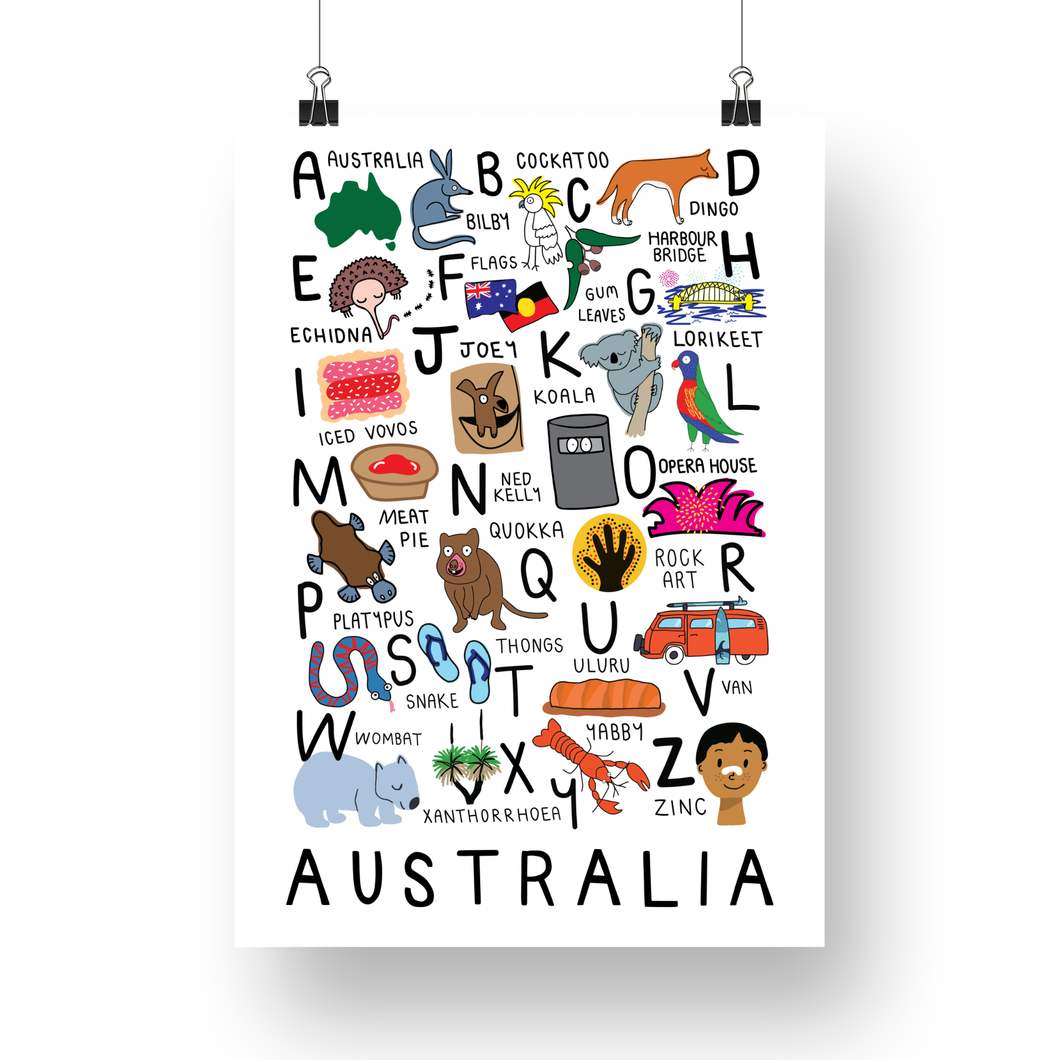 A-Z Australia Art Print Wall Art