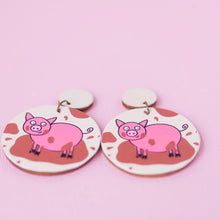 Load image into Gallery viewer, Happy Pig in Mud - Handmade Earrings
