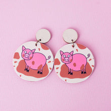 Load image into Gallery viewer, Happy Pig in Mud - Handmade Earrings
