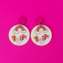 Load image into Gallery viewer, Hot Pink Rainbows &amp; Unicorns - Handmade Earrings
