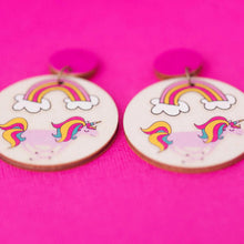 Load image into Gallery viewer, Hot Pink Rainbows &amp; Unicorns - Handmade Earrings

