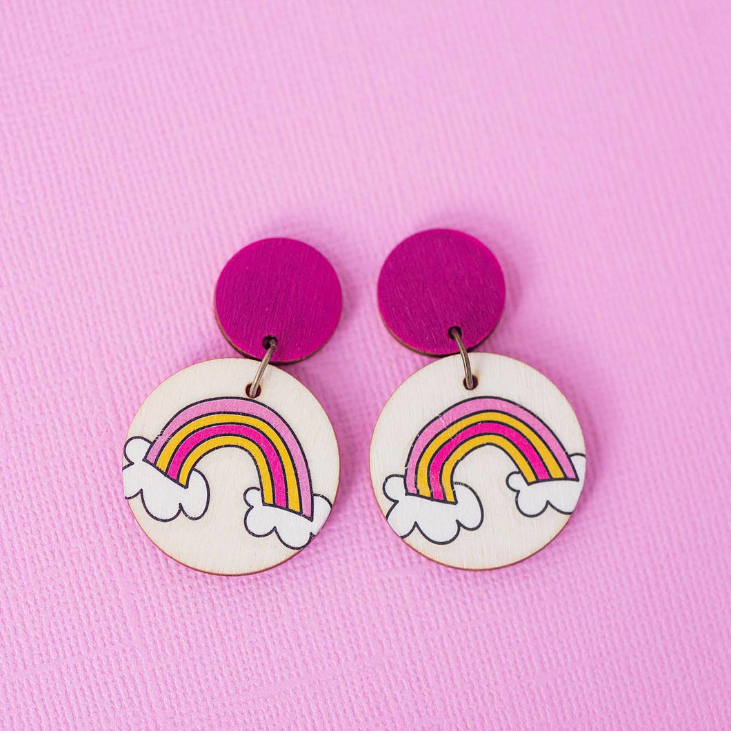 Hot Pink Rainbows - Handmade Earrings