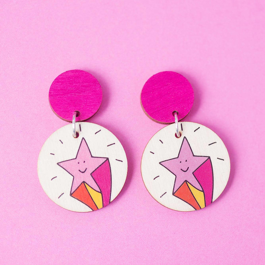 Pink Superstars - Handmade Earrings