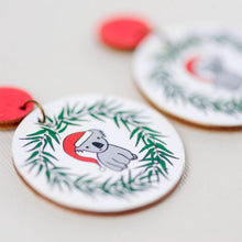 Load image into Gallery viewer, Christmas Koalas in Gumleaf Wreath - Handmade Earrings
