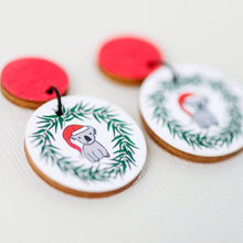 Load image into Gallery viewer, Christmas Koalas in Gumleaf Wreath - Handmade Earrings
