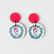 Load image into Gallery viewer, Christmas Koalas in Gumleaf Wreath - Handmade Earrings
