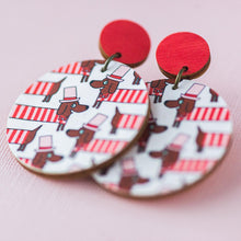 Load image into Gallery viewer, Daschund Sausage Dogs in Jumpers Pink &amp; Red - Handmade Earrings
