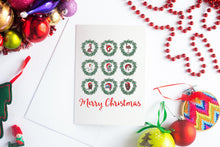 Load image into Gallery viewer, 9 Aussie Animals in Wreaths Christmas Card
