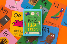 Load image into Gallery viewer, Learn the alphabet with this Australian inspired Flash Card set for kids
