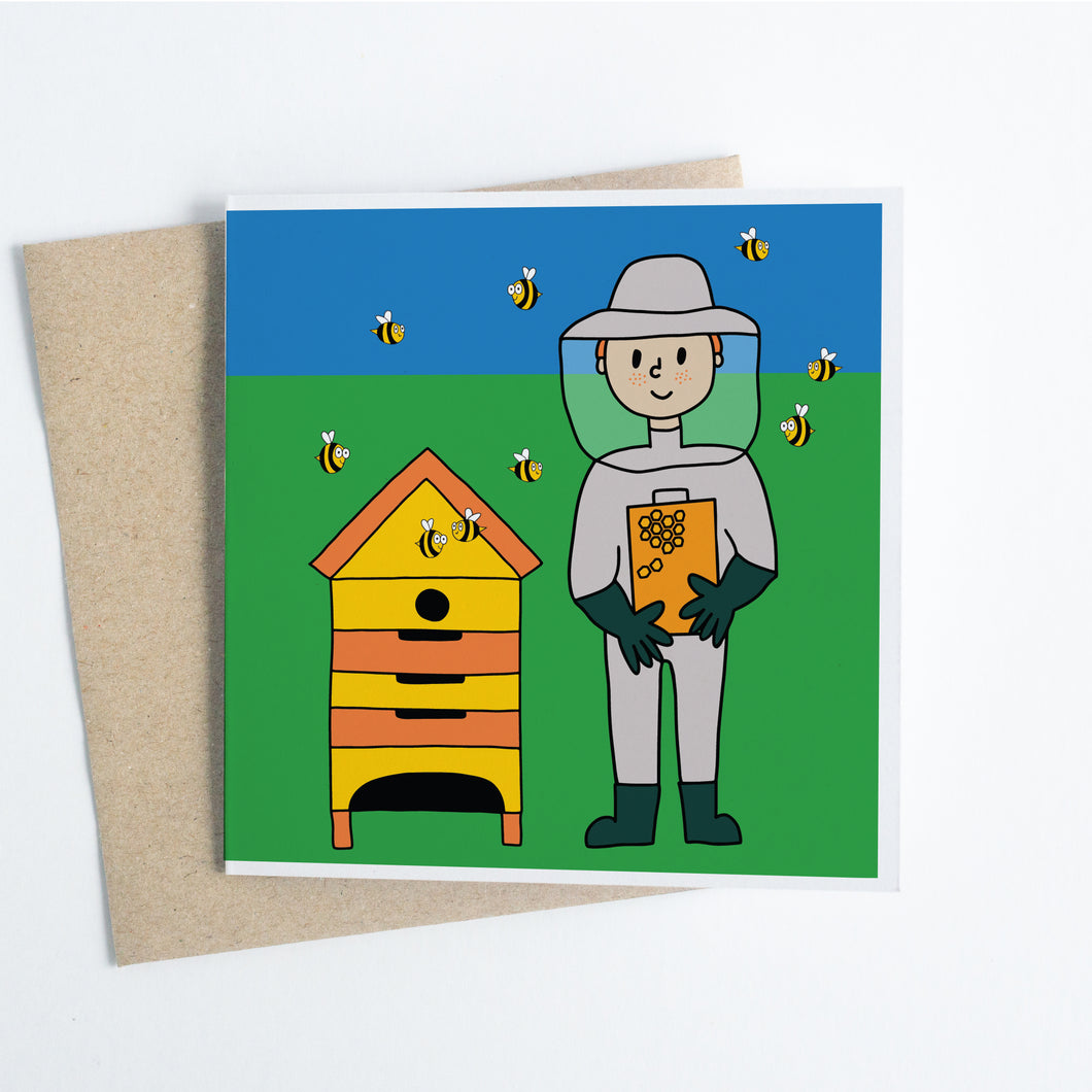 Beekeeper at Happy Farm - Greeting Card