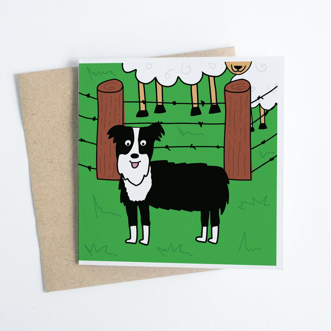 Border Collie at Happy Farm - Greeting Card